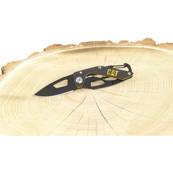CATERPILLAR Taschenmesser Klappmesser Drop-Point-Klinge 5,4 cm Edelstahl Gürtelclip, (1 St), Drop Point Klinge, Daumenlrille, Gürtelclip, Karabinerclip