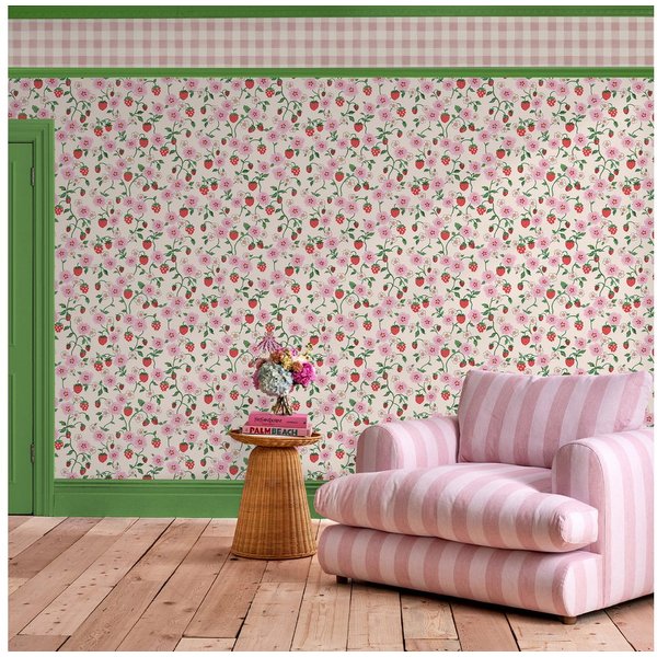 Cath Kidston Vliestapete Strawberry Spring, glatt, geblümt, (1 St), 10mx52cm (ca. 5m2)