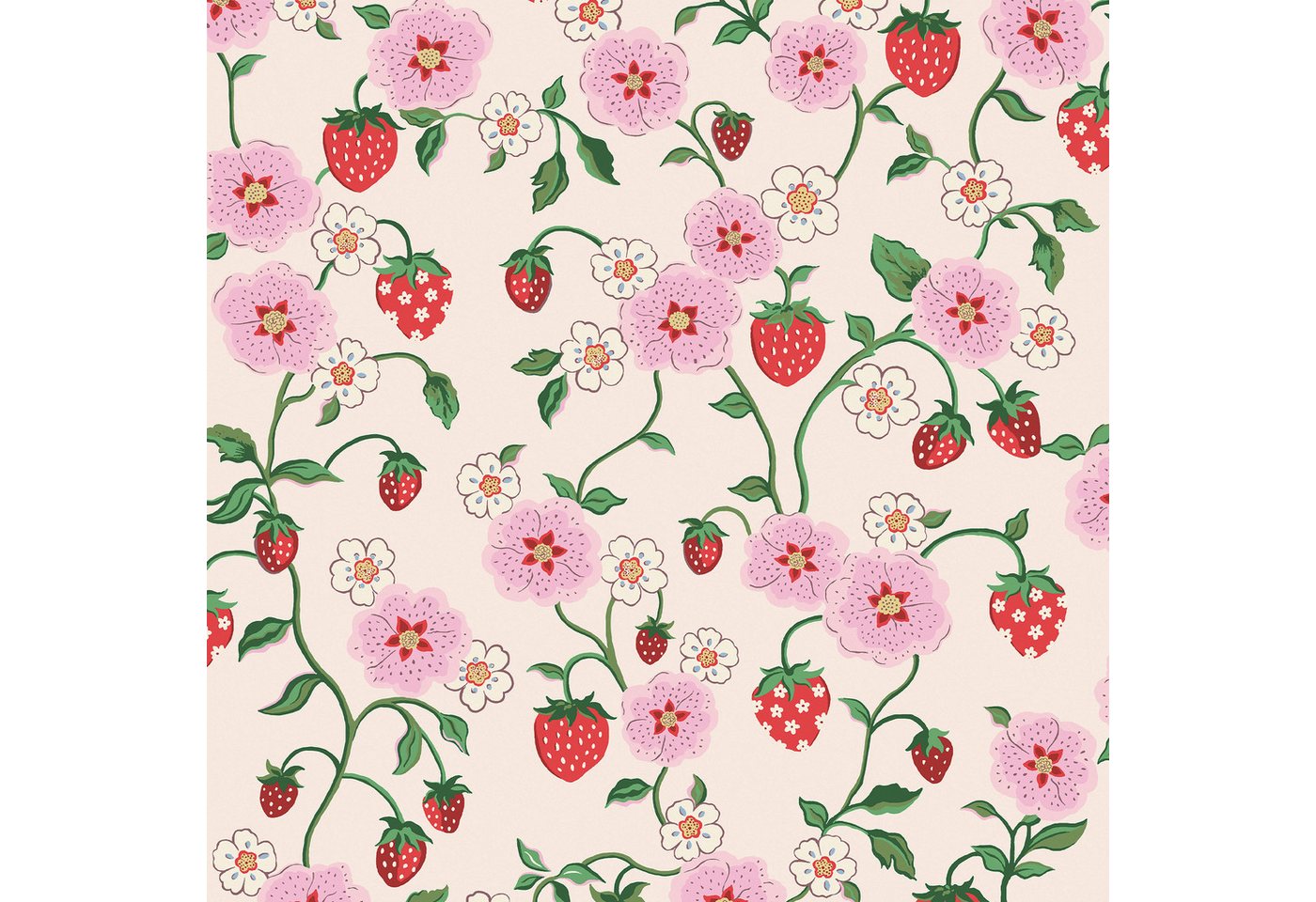 Cath Kidston Vliestapete Strawberry Spring, glatt, geblümt, (1 St), 10mx52cm (ca. 5m2) – Bild 3 von 4