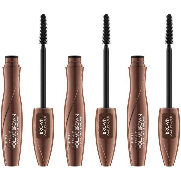 Catrice Mascara Glam & Doll Volume Brown Mascara Waterproof, 3-tlg., Wasserfest und volumengebend für einen natürlichen Alltagslook!