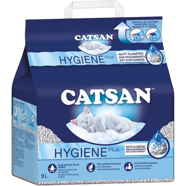 CATSAN Katzenstreu Hygiene Plus 9l, nicht-klumpend & geruchsbindend