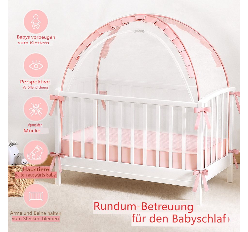 CAVEEN Betthimmel, Moskitonetz für Babybett Gitterbett 120×60×55cm Insektenschutz faltbar – Bild 3 von 5