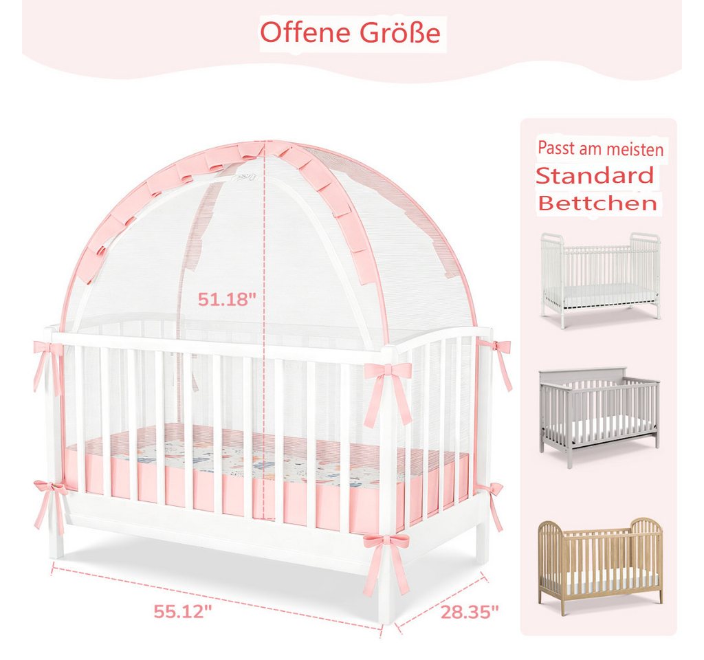 CAVEEN Betthimmel, Moskitonetz für Babybett Gitterbett 120×60×55cm Insektenschutz faltbar – Bild 5 von 5