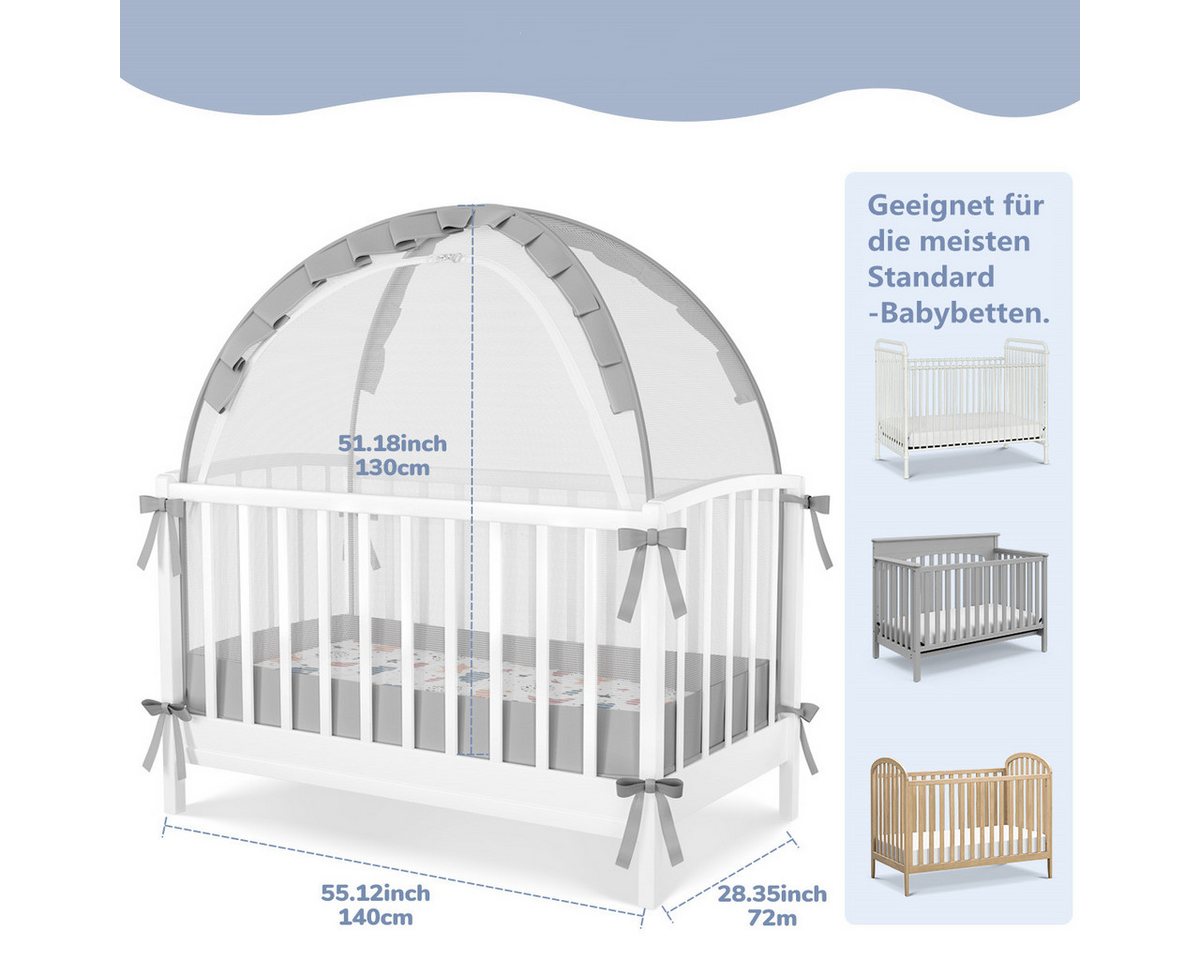 CAVEEN Betthimmel, Moskitonetz für Babybett Gitterbett 120×60×55cm Insektenschutz faltbar – Bild 3 von 5