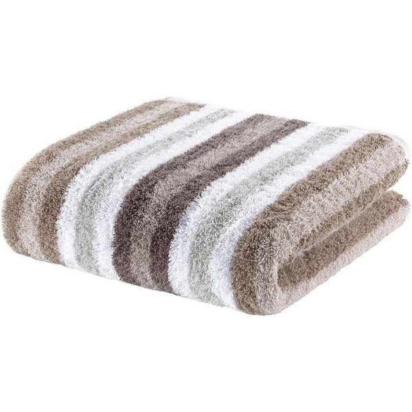Cawö Duschtuch JUCKS, B 70 cm, L 140 cm, Walnussbraun, Weiß, Grau, (1-St), 100 % Baumwolle
