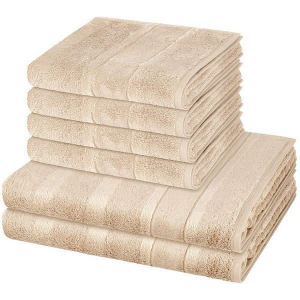 Cawö Handtuch Set Noblesse, Walkfrottee (Spar-Set, 6-St), 4 X Handtuch 2 X Duschtuch im Set - Baumwolle - Saugstark