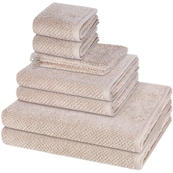 Cawö Handtuch Set Pure, Walkfrottee (Spar-Set, 8-St), 2 X Wasch- 2 X Gäste- 2 X Dusch- 2 X Handtuch im Set - Baumwolle