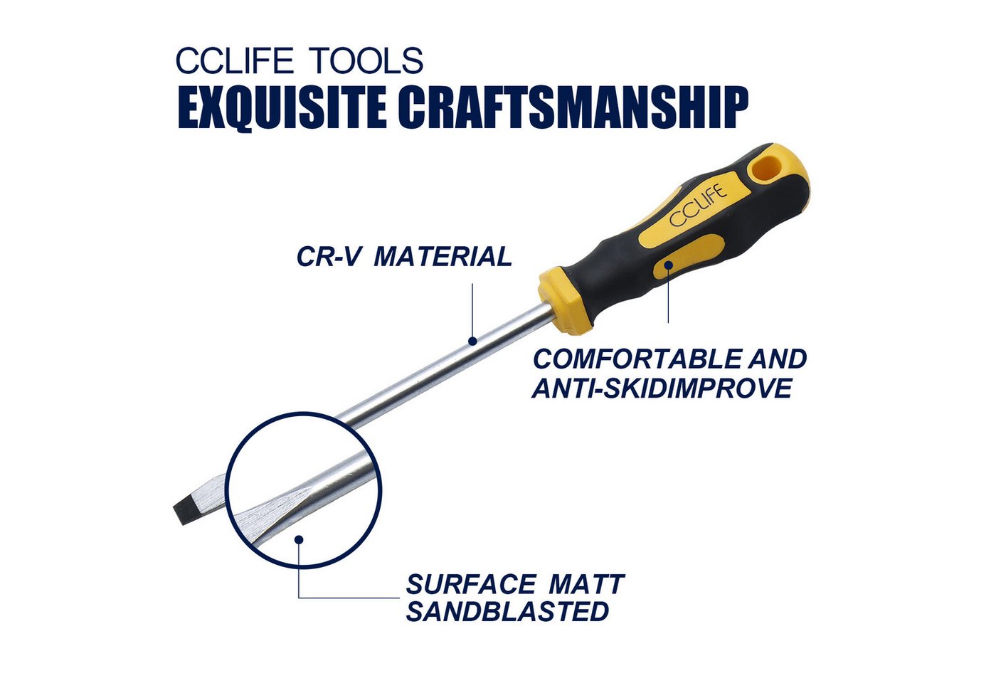 CCLIFE Bit-Schraubendreher Magnetischer Schraubenzieher mit Schlitz, Pozidriv Kreuzschlitz, (Set, 6 St), 1 – Bild 3 von 5