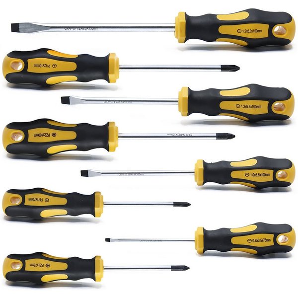 CCLIFE Bit-Schraubendreher Magnetischer Schraubenzieher mit Schlitz, Pozidriv Kreuzschlitz, (Set, 8 St), 1