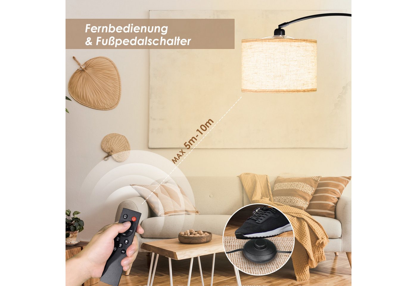 CCLIFE Bogenlampen Bogenlampe Stehlampe LED E27 Bogenleuchte Wohnzimmer – Bild 3 von 5