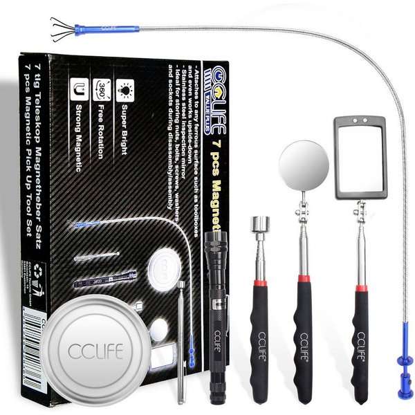 CCLIFE Multitool 7tlg Magnet Teleskop Werkzeug Set Inspektionsspiegel Magnetheber, (7 St)