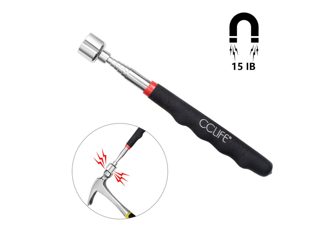 CCLIFE Multitool 7tlg Magnet Teleskop Werkzeug Set Inspektionsspiegel Magnetheber, (7 St) – Bild 3 von 5