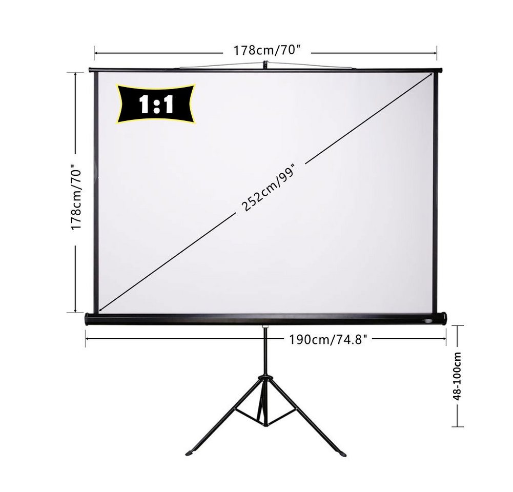 CCLIFE Rolloleinwand mit Stativ Stativleinwand Leinwand Projektionsleinwand Stativleinwand (mit Stativ) – Bild 2 von 5