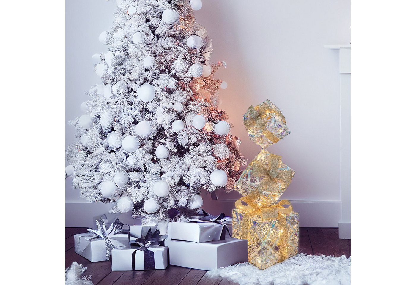 CCLIFE Weihnachtsfigur LED Geschenkbox 3er, Netzstecker Weihnachten Weihnachtenbox – Bild 4 von 5