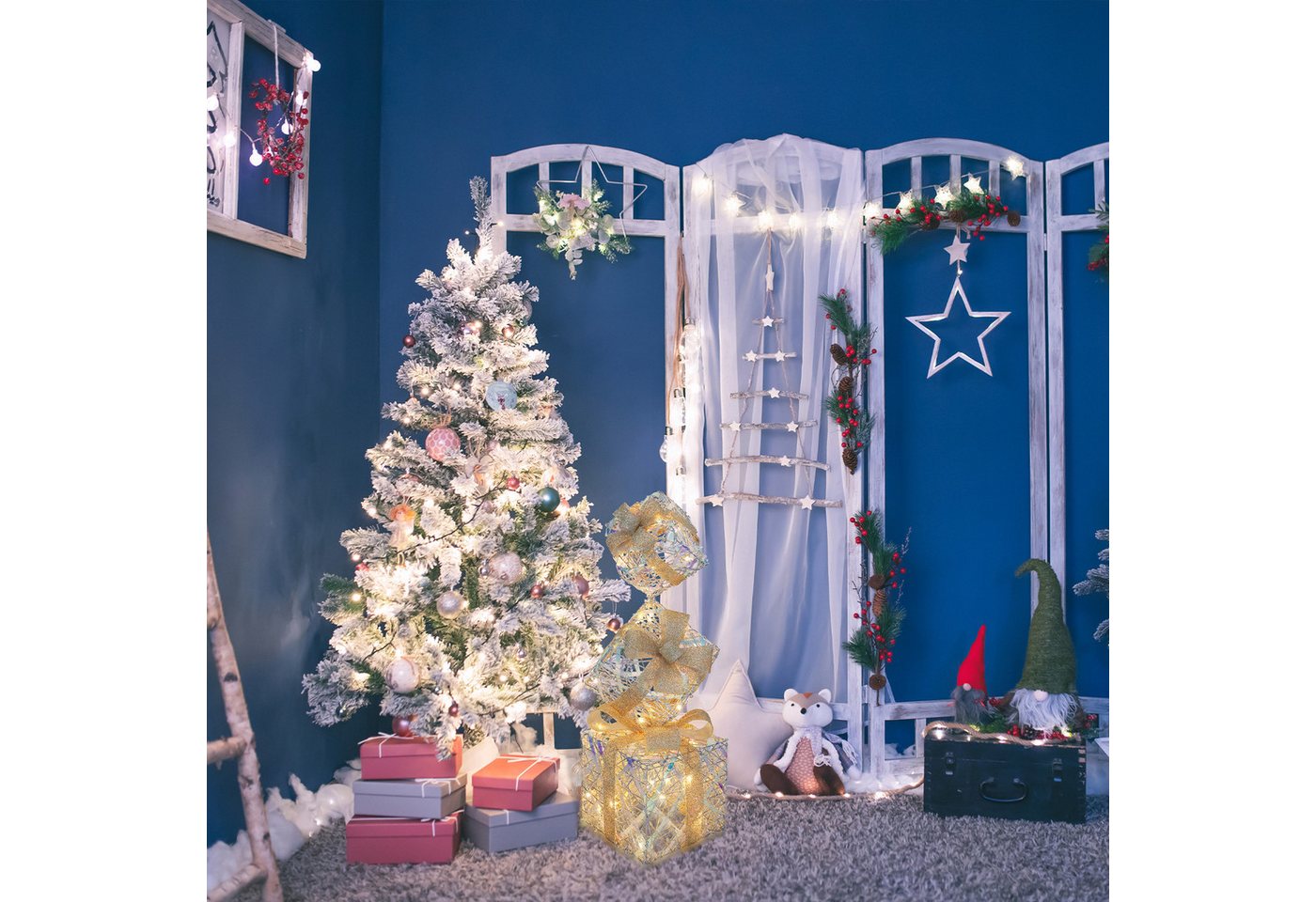 CCLIFE Weihnachtsfigur LED Geschenkbox 3er, Netzstecker Weihnachten Weihnachtenbox – Bild 5 von 5