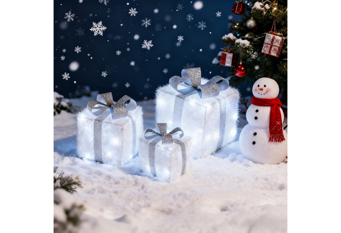 CCLIFE Weihnachtsfigur LED Geschenkbox 3er, Netzstecker Weihnachten Weihnachtenbox – Bild 2 von 5