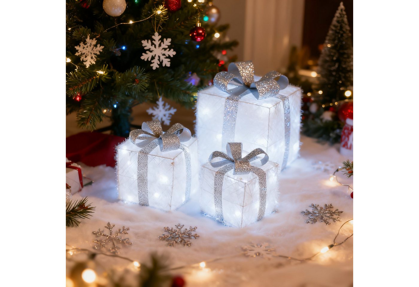 CCLIFE Weihnachtsfigur LED Geschenkbox 3er, Netzstecker Weihnachten Weihnachtenbox – Bild 3 von 5