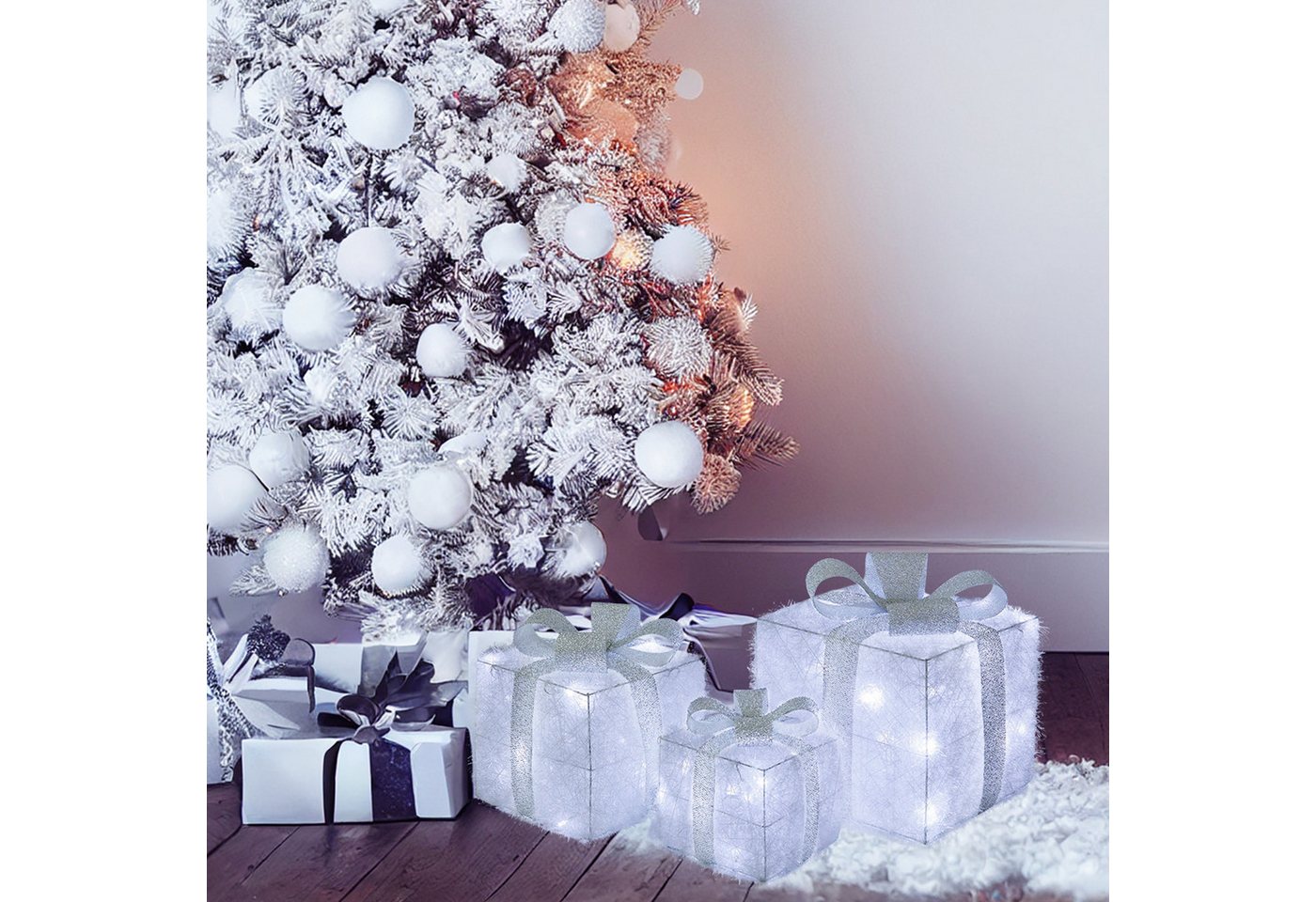 CCLIFE Weihnachtsfigur LED Geschenkbox 3er, Netzstecker Weihnachten Weihnachtenbox – Bild 4 von 5