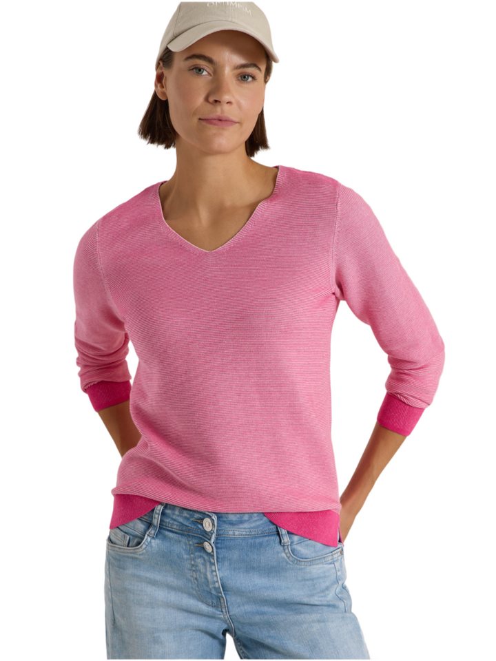CECIL Langarmshirt rosa,Casual,Baumwolle,Mehrfarbig,V-Ausschnitt,Langarm,Regular Fit – Bild 2 von 5
