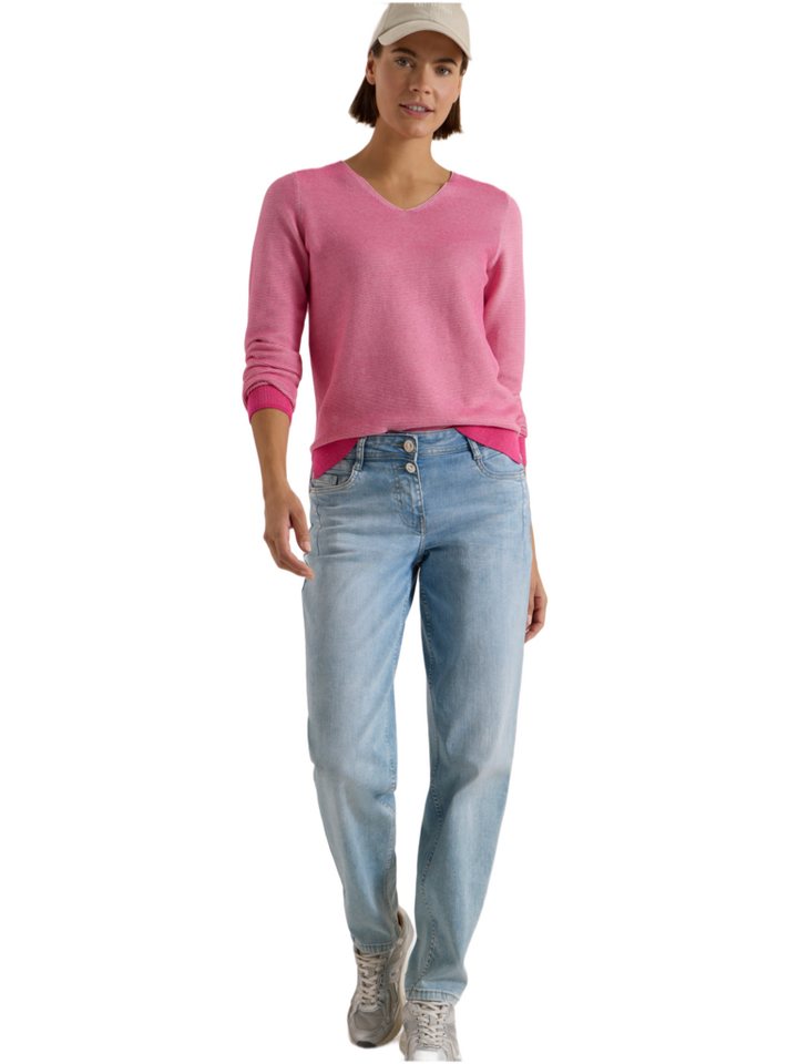 CECIL Langarmshirt rosa,Casual,Baumwolle,Mehrfarbig,V-Ausschnitt,Langarm,Regular Fit – Bild 4 von 5