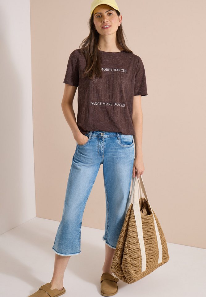 CECIL Print-Shirt Sommershirt, Elastikbund, Ausbrenner-Optik – Bild 5 von 5