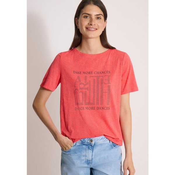 CECIL Print-Shirt Sommershirt, Elastikbund, Ausbrenner-Optik