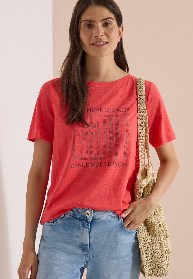 CECIL Print-Shirt Sommershirt, Elastikbund, Ausbrenner-Optik – Bild 3 von 5