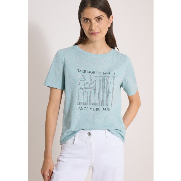 CECIL Print-Shirt Sommershirt, Elastikbund, Ausbrenner-Optik