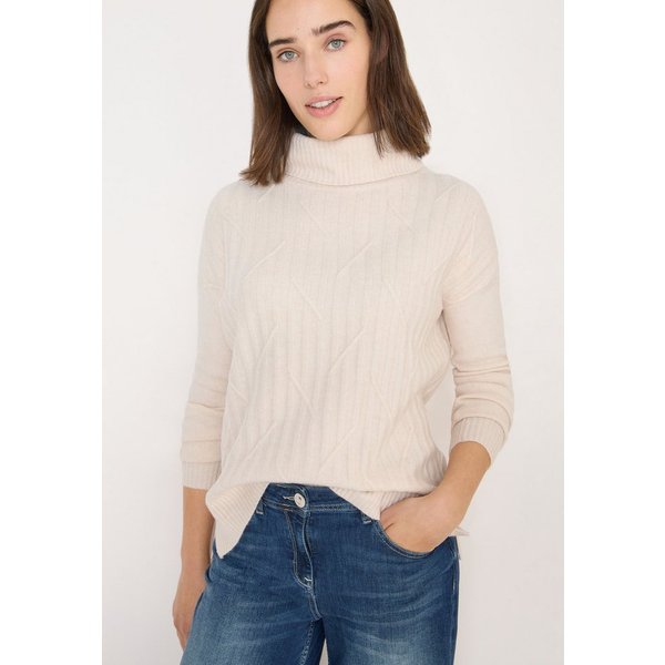 CECIL Rollkragenpullover mit Strick-Muster und Umlegekragen