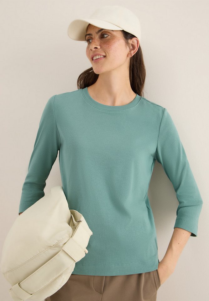CECIL Rundhalsshirt aus Baumwolle mit Stretchante – Bild 2 von 5