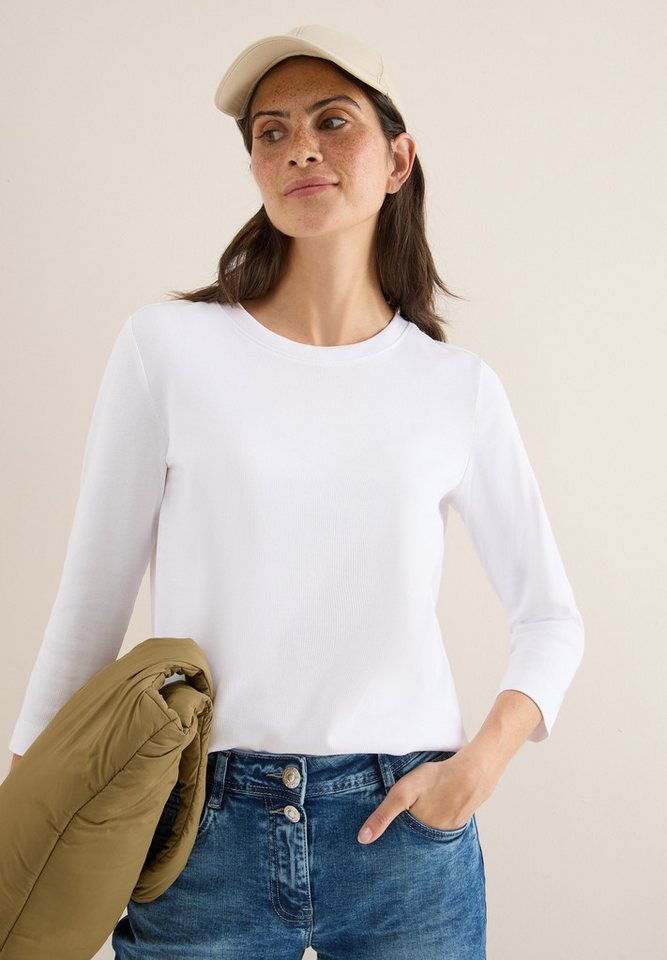CECIL Rundhalsshirt aus Baumwolle mit Stretchante – Bild 2 von 5