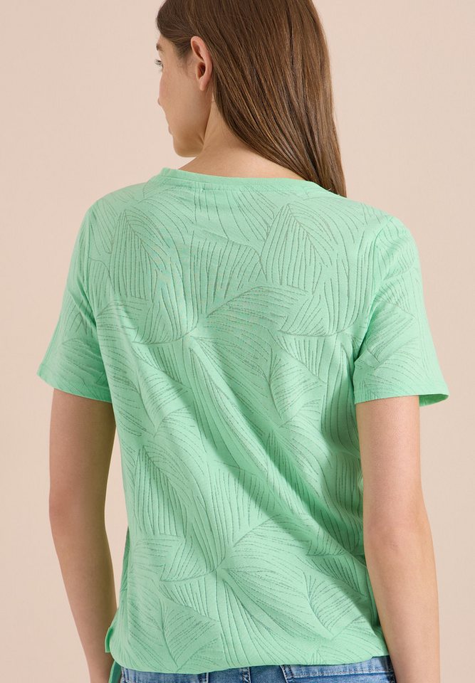 CECIL Rundhalsshirt Sommershirt im Ausbrenner-Look mit Wording – Bild 2 von 5