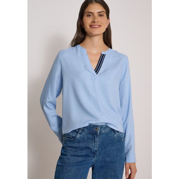 CECIL Shirtbluse mit geschlitztem Rundhalsausschnitt