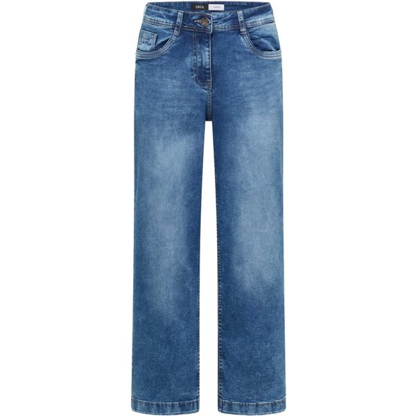 CECIL Stoffhose blau,Casual,Baumwolle,Unifarben,Wide Leg,Hoch