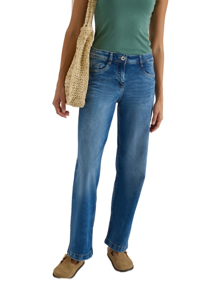 CECIL Stoffhose blau,Casual,Baumwolle,Unifarben,Wide Leg,Hoch – Bild 4 von 5