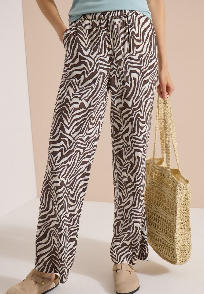 CECIL Stoffhose Sommerhose, abstrahierter Zebraprint, Elastikbund – Bild 3 von 5