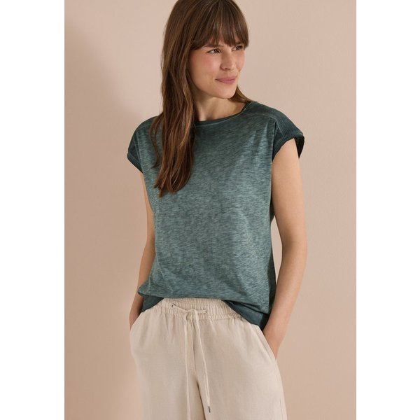 CECIL T-Shirt U-Boot-Ausschnitt, Garment-Dye Optik
