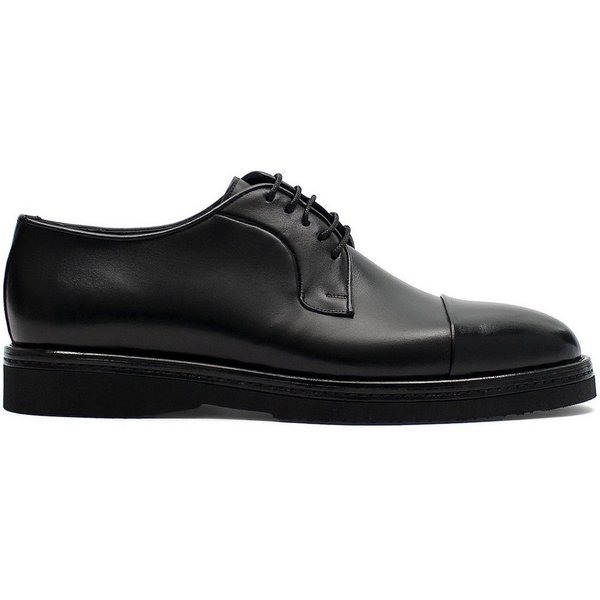 Celal Gültekin Cap-Toe Plateau Profilsohle Schnürschuh Herren Schnürschuh Glattleder, Cap-Toe, Plateau-Profilsohle, Schwarz, 41