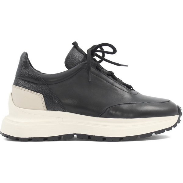 Celal Gültekin Low-Top Freizeit Schnürschuh Business-Casual Herren Sneaker Glattleder, Zweifarbig, Business-Casual, Schwarz/Beige, 44