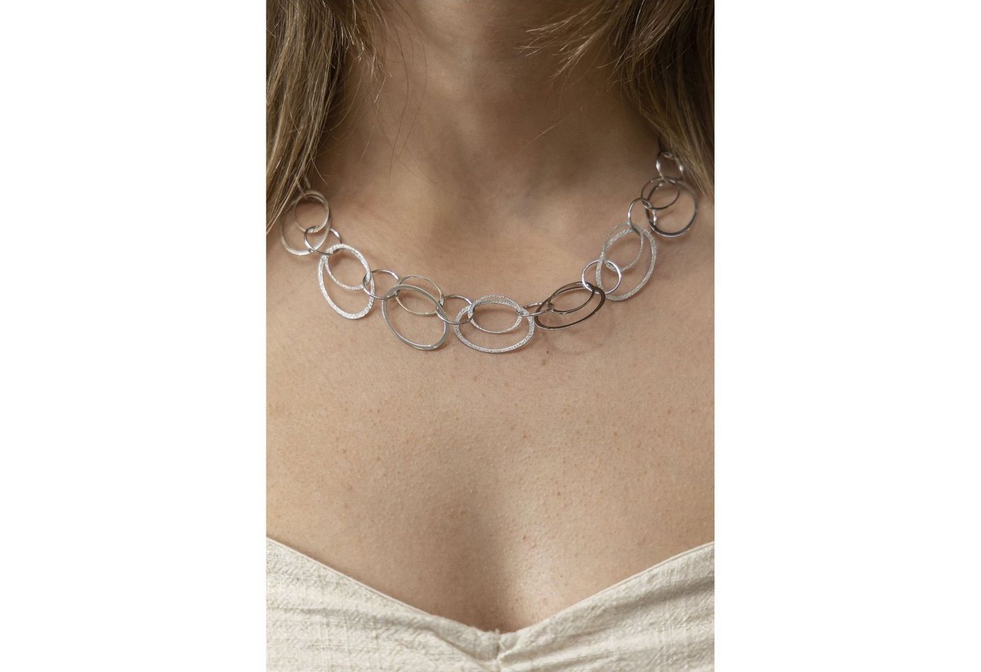 CELESTA Collierkettchen Silber 925 rhodiniert aus Ringen 45cm lang – Bild 3 von 5