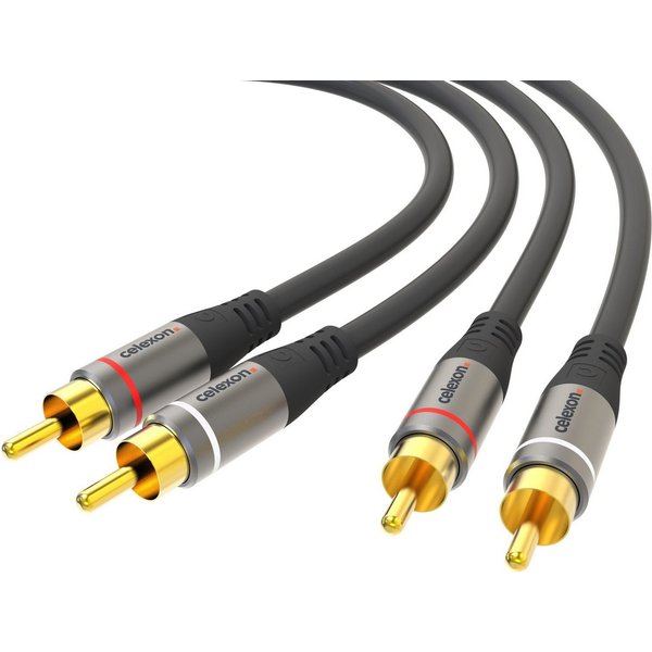 Celexon 2x Cinch Stereo Audiokabel Audio-Kabel, (300 cm), Professional Line, 3,0m, schwarz