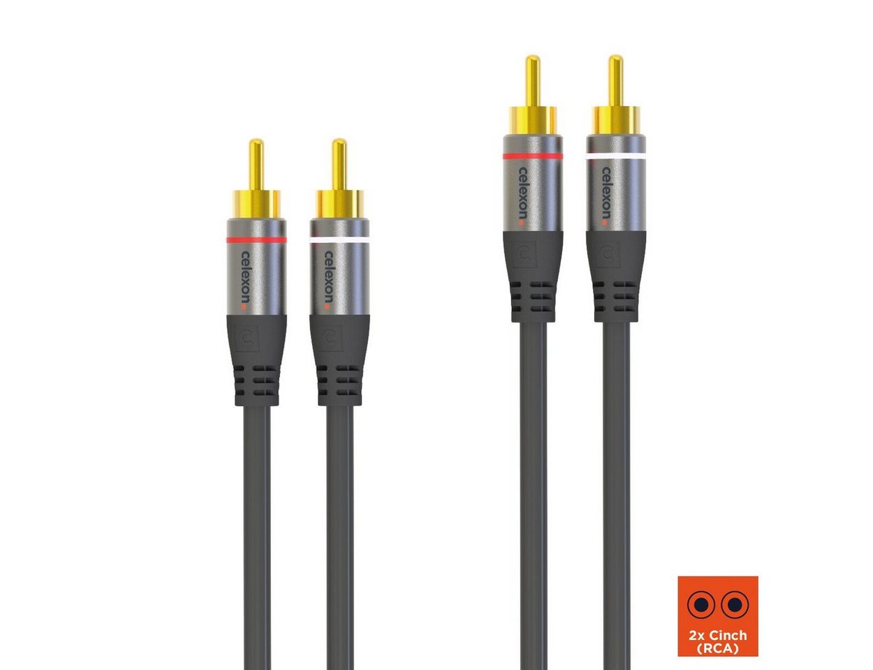 Celexon 2x Cinch Stereo Audiokabel Audio-Kabel, (300 cm), Professional Line, 3,0m, schwarz – Bild 4 von 5