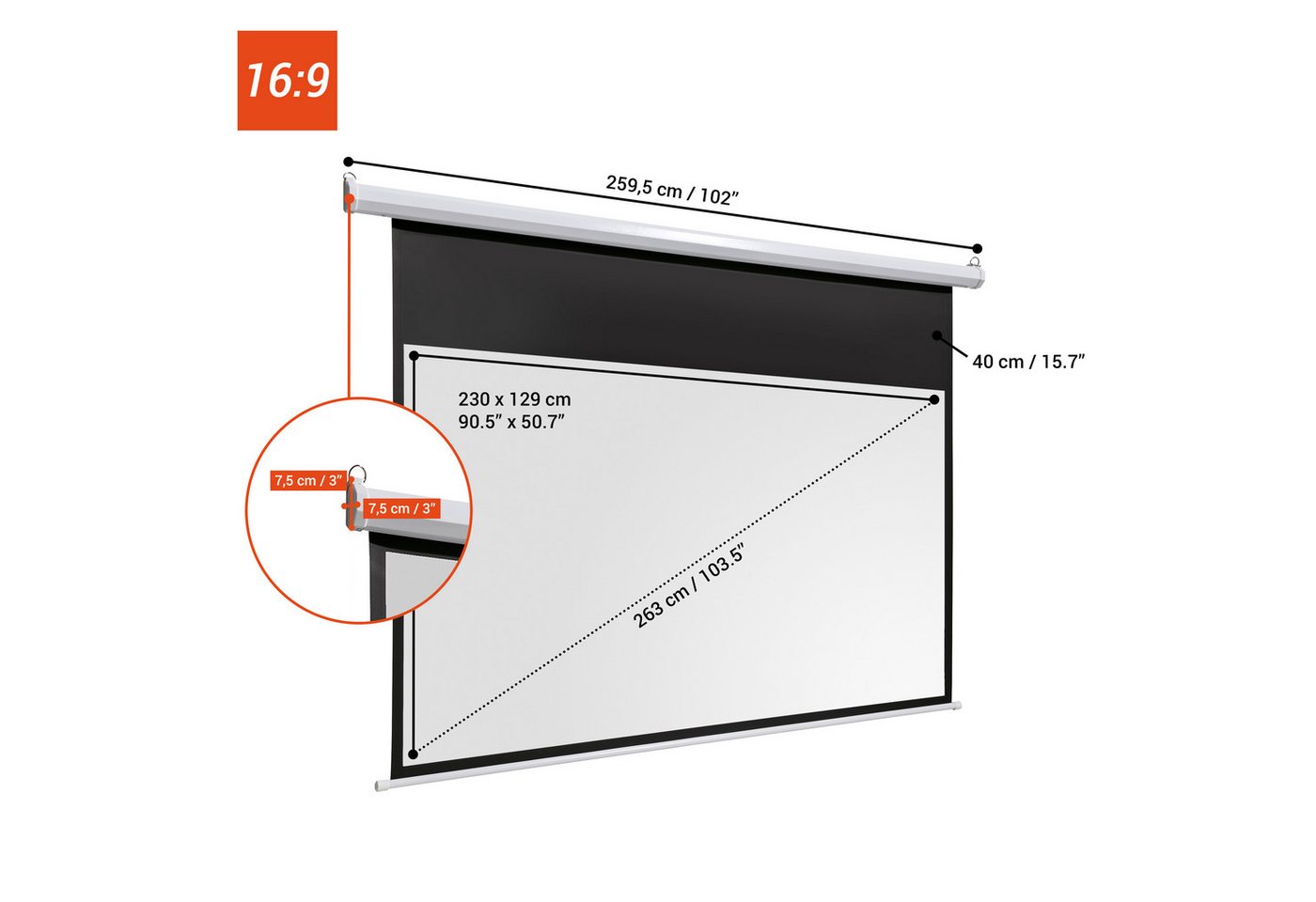 Celexon basic line Motorleinwand (schwarze Rückseite) – Bild 3 von 5