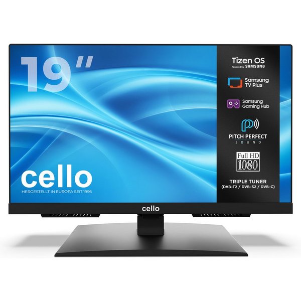 Cello C1926TZH LED-Fernseher (48,26 cm/19 Zoll, HD, Tizen OS by Samsung, WLAN, Smart-TV, Smart Tizen OS powered by Samsung, Pitch Perfect Sound™, Triple Tuner)
