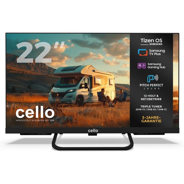 Cello CTrav-22TZ LED-Fernseher (55,88 cm/22 Zoll, Full HD, Smart-TV, Smart Tizen OS powered by Samsung, Pitch Perfect Sound)
