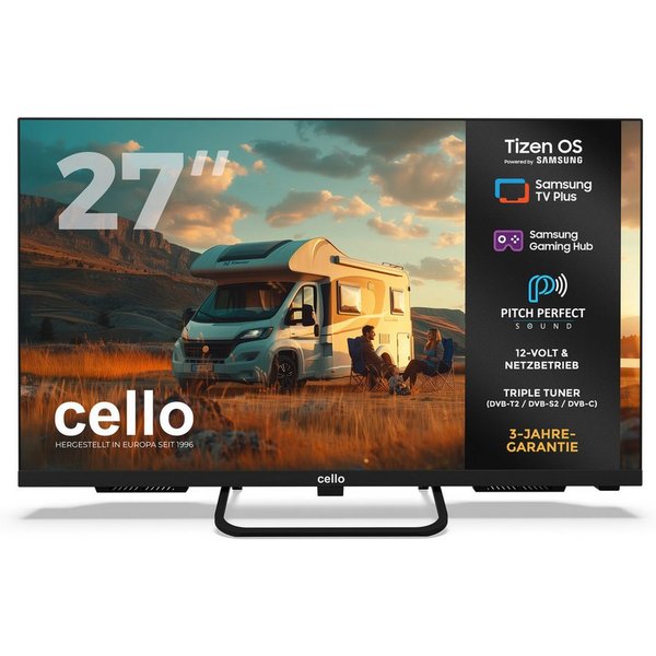 Cello CTrav-27TZ LED-Fernseher (68,5 cm/27 Zoll, Full HD, Smart‑TV, LAN, WLAN, Streaming‑Apps, Triple Tuner, Pitch Perfect Sound, Samsung Gaming Hub)