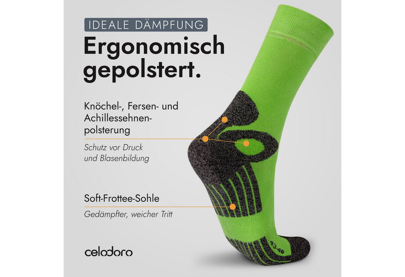 celodoro Arbeitssocken 4 Paar Wandersocken, Arbeitssocken & Sportsocken Anti-Schweiß – Bild 5 von 5