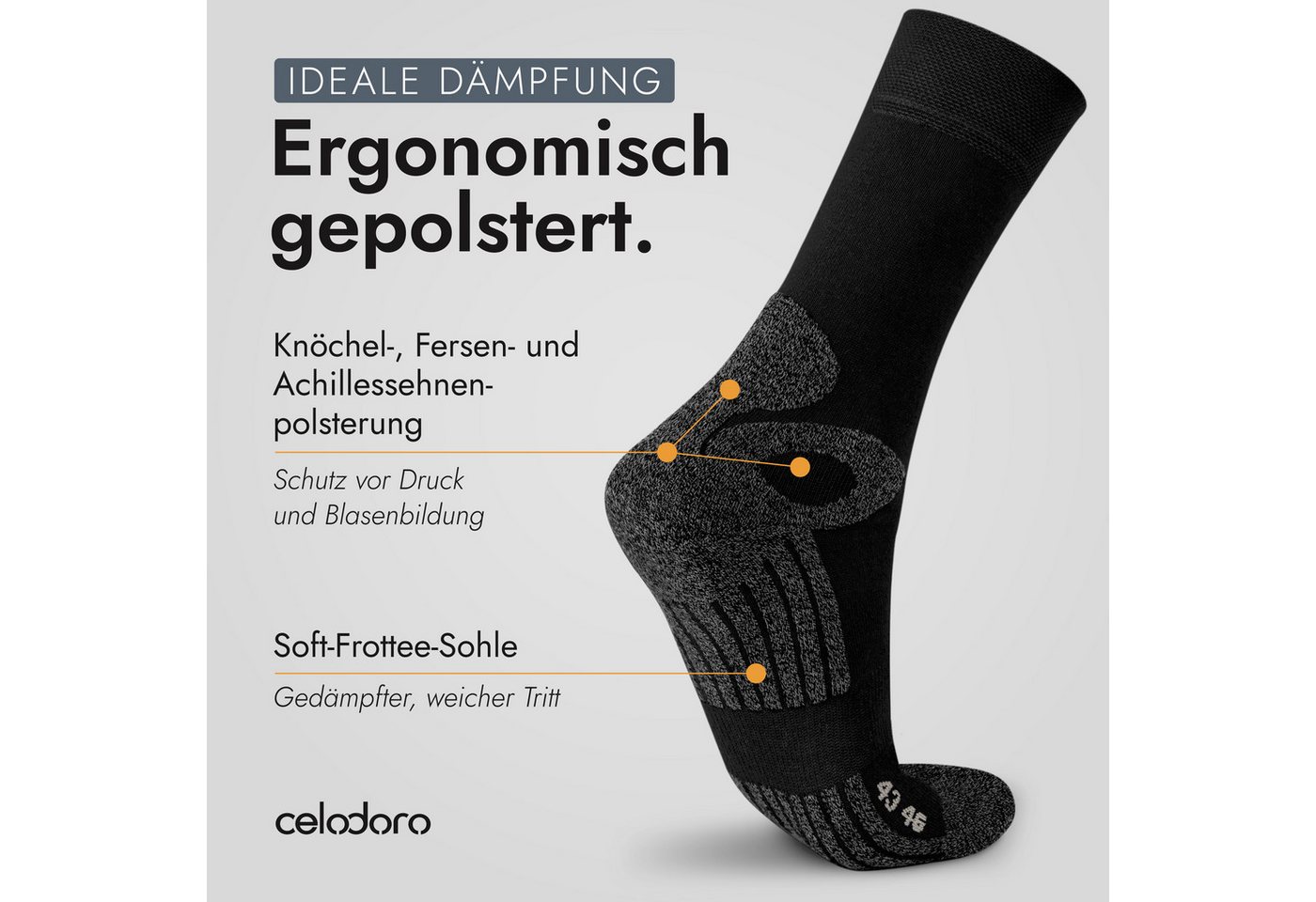celodoro Arbeitssocken 4 Paar Wandersocken, Arbeitssocken & Sportsocken Anti-Schweiß – Bild 5 von 5