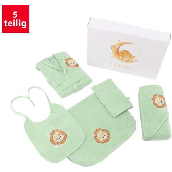 celodoro Babybademantel Baby Bade Geschenk Set 5-teilig, Baumwolle