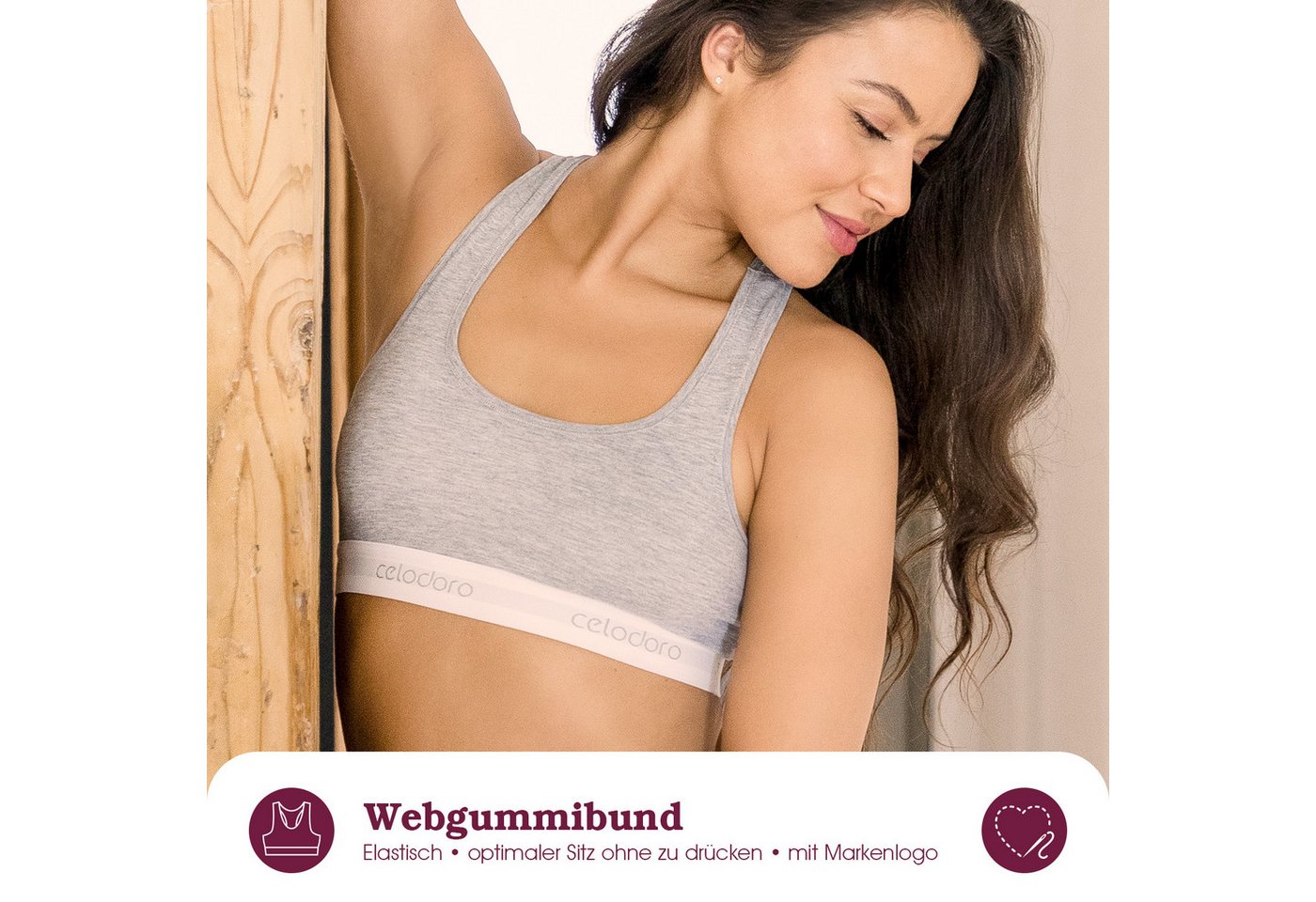 celodoro Bustier Bustier mit Webgummi-Bund - Sport Bra Top mit Markenlogo – Bild 4 von 5